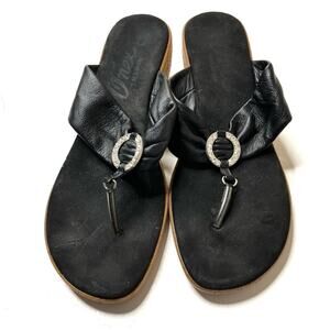 Onex | Embellished Cork Heel Black Sandals 11